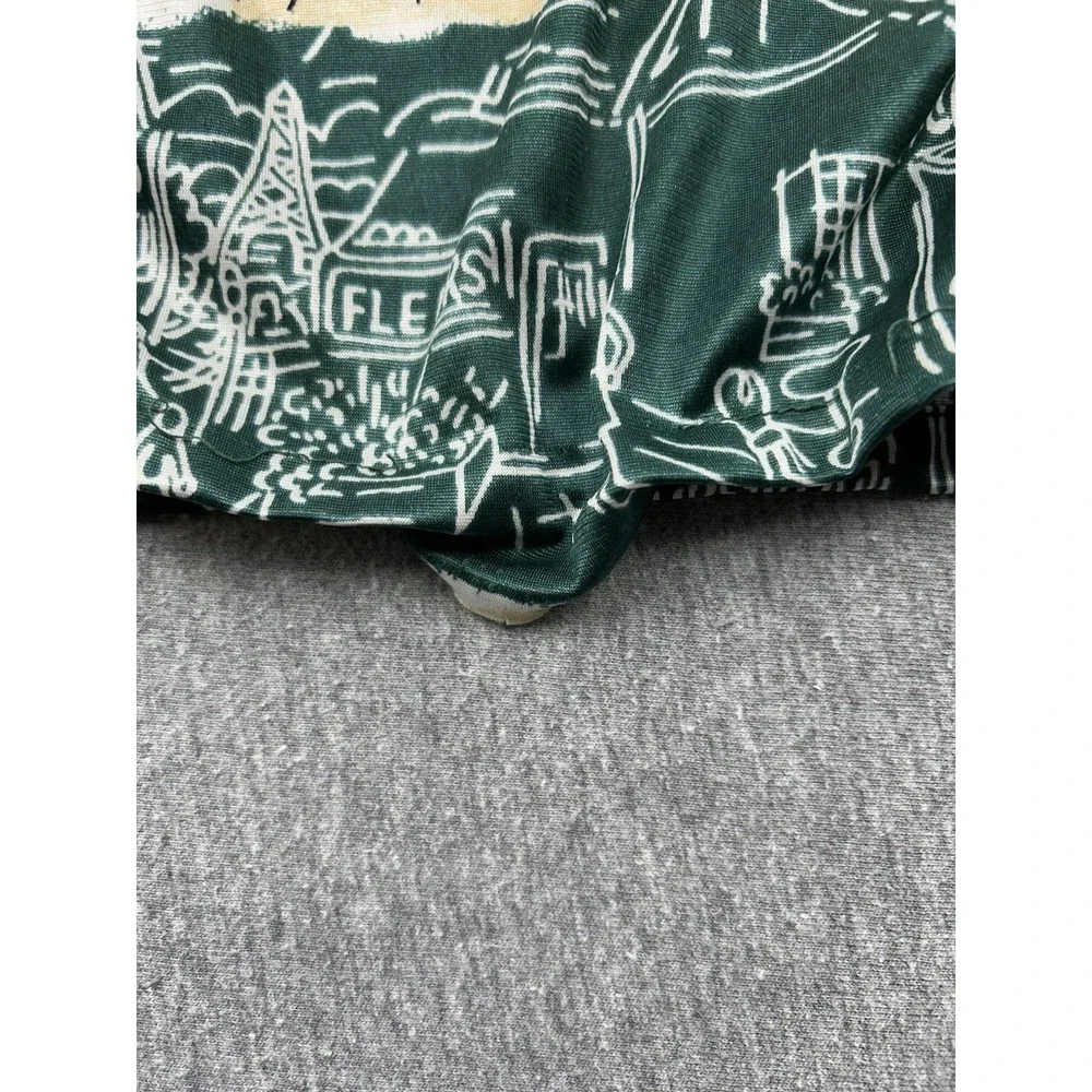 Vintage Hutspah Button Up Shirt Mens Medium Green Yellow French Bistro‎ Nylon